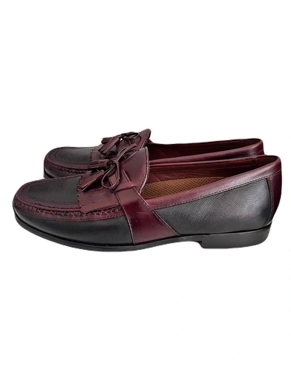 Johnson & Murphy ‘Aragon II’ Black and Burgundy Kiltie Tassel Loafers, Size 13W